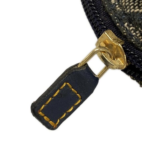 Auth DIOR/ChristianDior Trotteur - Cream Dark Navy Jacquard Leather Pouch - Picture 6 of 7